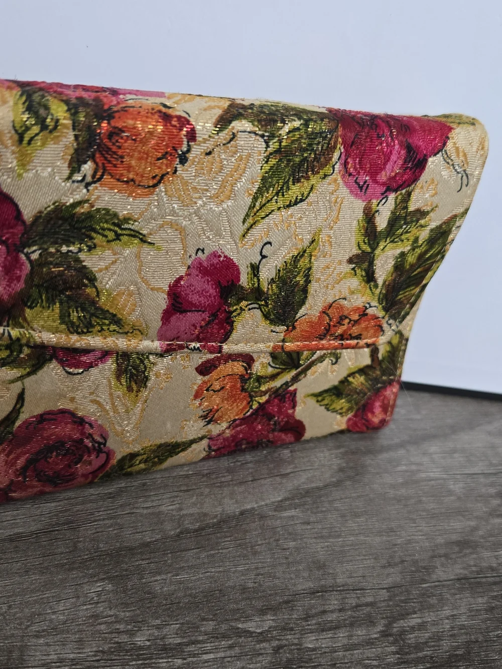 50's Vintage Carpet Style Clutch Envelope Flap W Vintage Mirror In Wax Sleeve